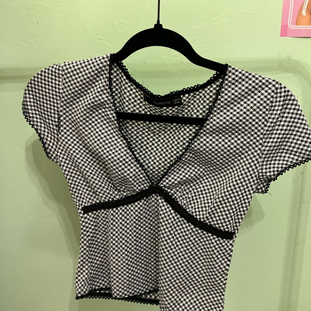 Black and White Checkered Women's Top